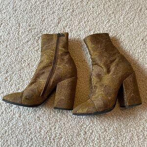 Dries Van Noten gold brocade boots size 38